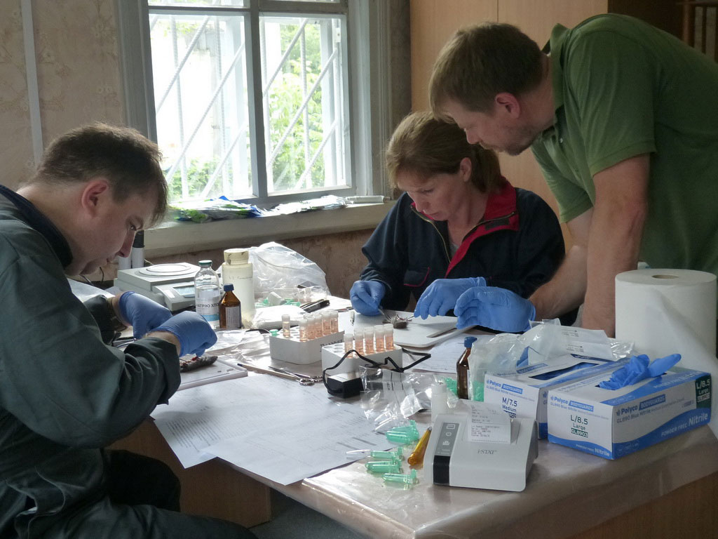 Команда за роботою в польовій лабораторії/Team at work in the field laboratory